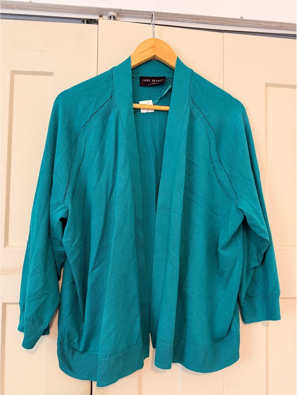 NEW* Lane Bryant teal turquoise aqua open front knit cardigan sweater size 18/20